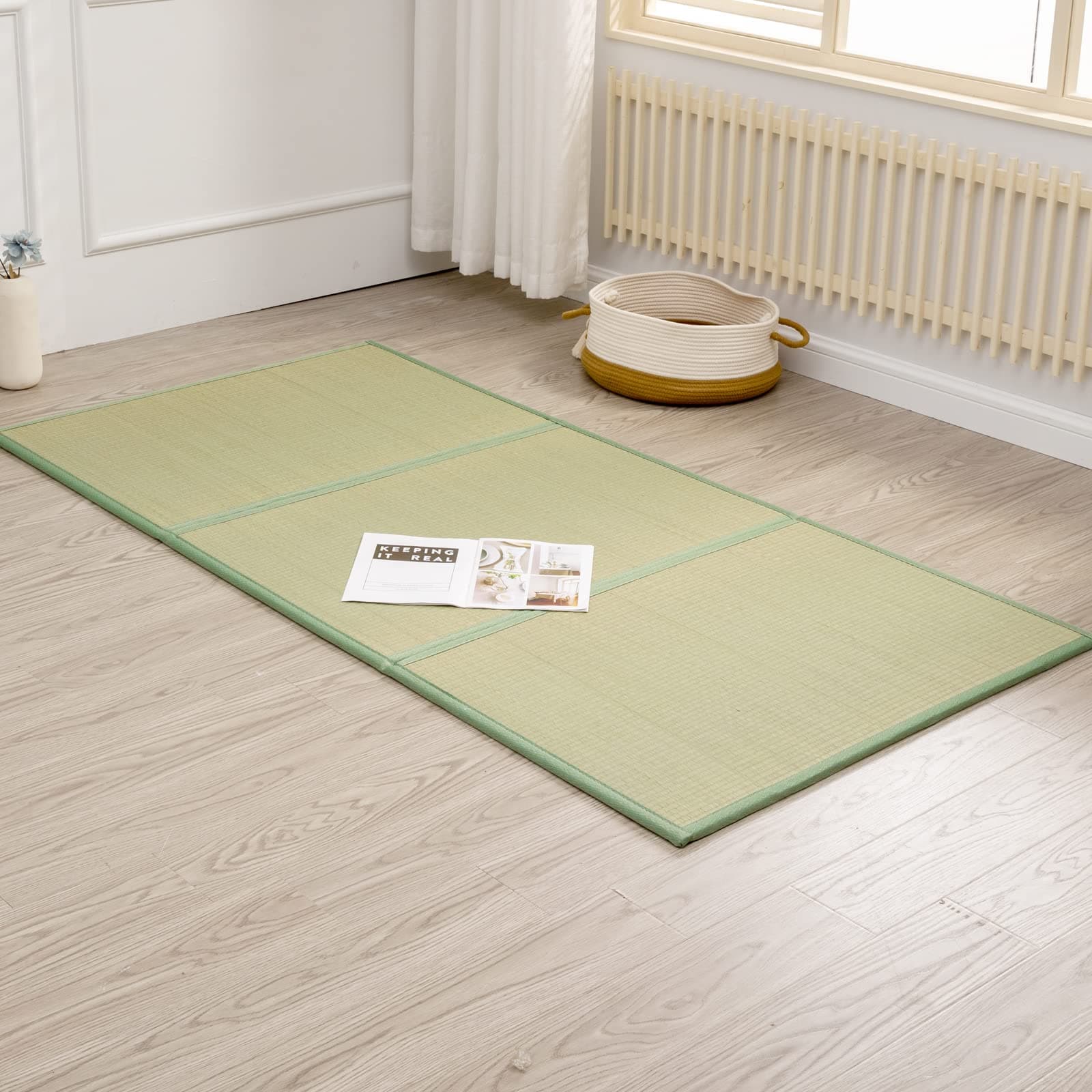 Tatami Mat (Twin 79" x 39" x 0.5"), Japanese Traditional Tatami Mattress, Natural Rush Grass Floor Tatami Futon Mattress for Sleeping, Sitting, Yoga, Relaxing (Twin)
