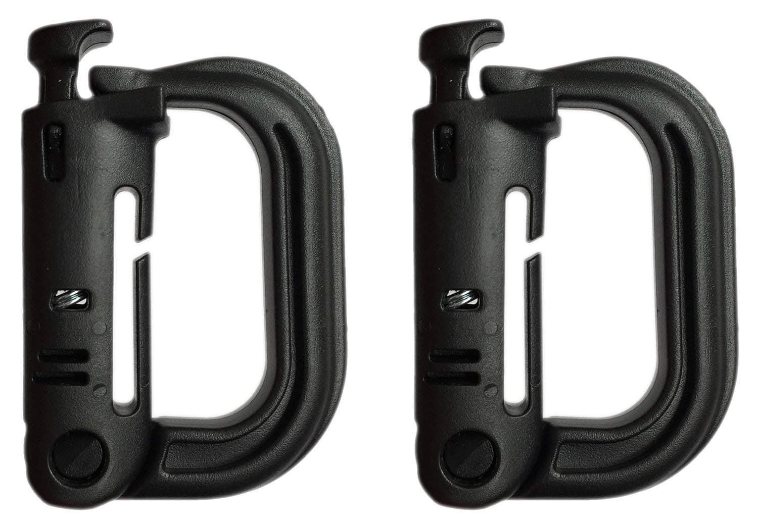 valonic Grimloc Carabiner, 2-4 Pack, Very Robust, Black and Stable Plastic D-Ring for Tactical Backpacks and Bags with 1" / 25mm Strap for attaching Equipment, Molle