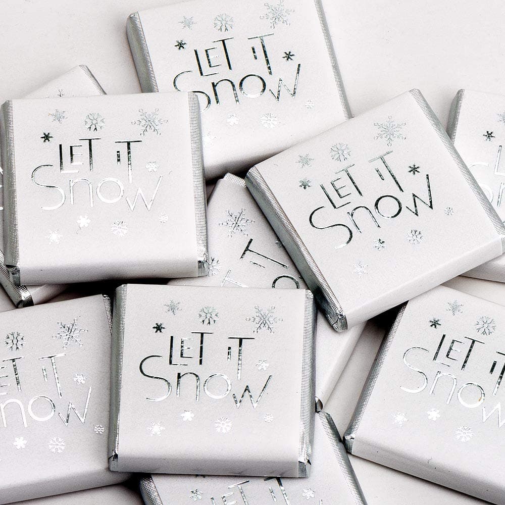 Italian Options Let it Snow Christmas Chocolate Neapolitans Foil Wrapped White and Silver (25 Chocolates)