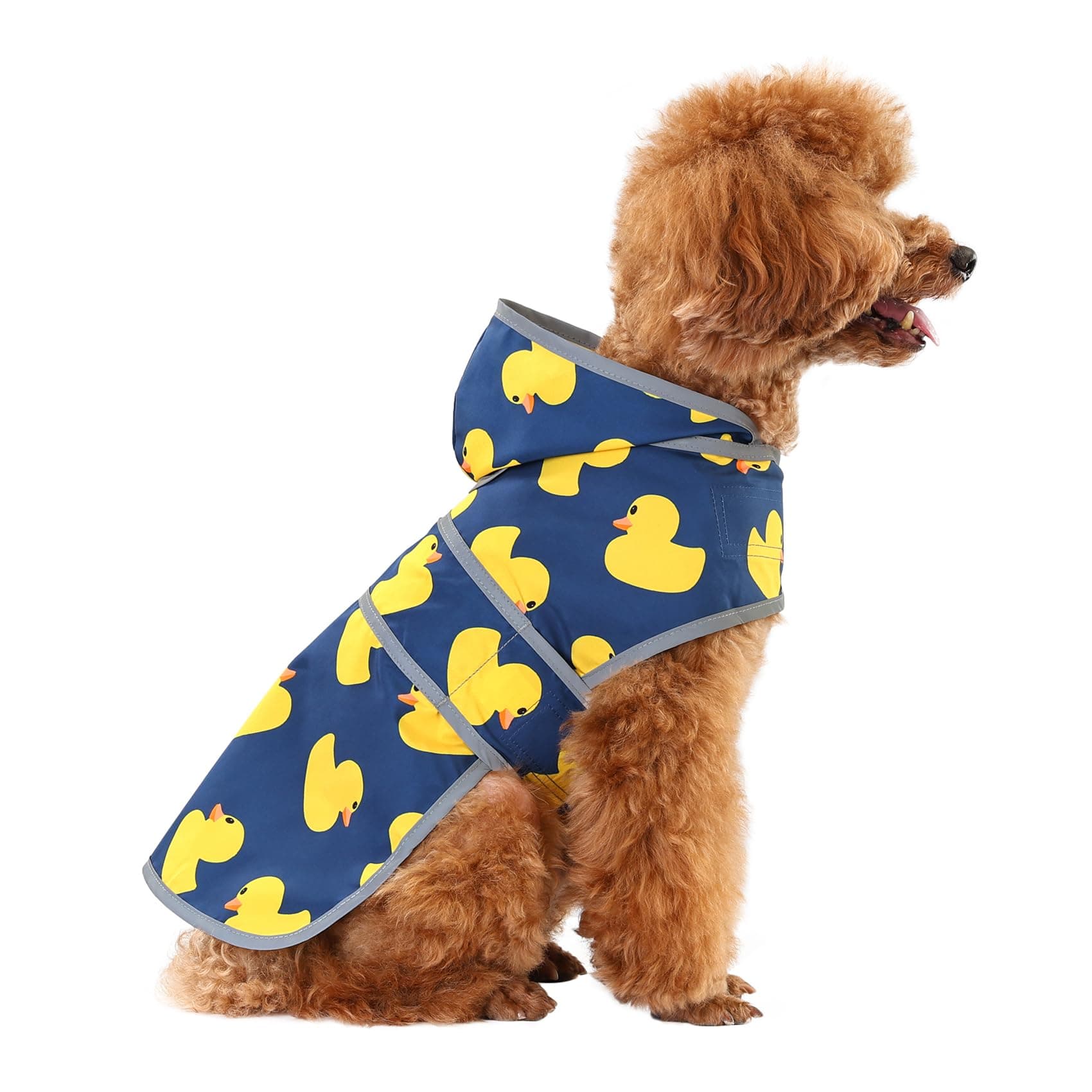 Dog Raincoat for Small Dogs Puppies Waterproof Jacket Hooded Rain Coats with Reflective Strips Leash Hole & Poncho Adjustable Fit (Duck,XS)