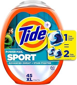 Tide Power Pods Sport Laundry Detergent Pacs, 45 Count, Advanced Sweat + Stain Fighter