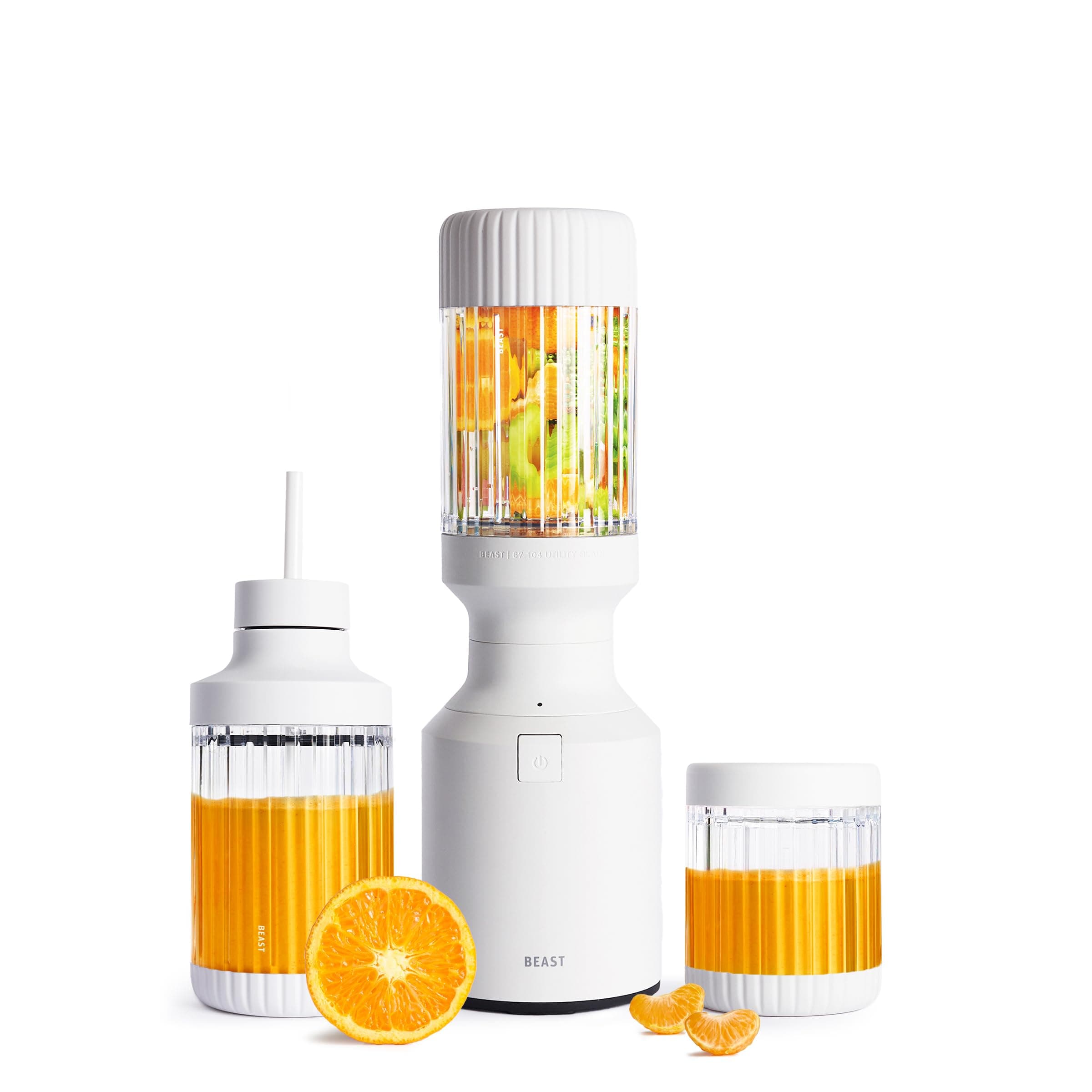 The Beast Mini Blender Plus | Mini Countertop Kitchen Blender | Blend Smoothies and Shakes, Dressings, Sauces, Dips | Extra Vessels, Straw Cap and Straws Included | 600W (Cloud White)