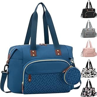 Diaper Bag Tote with Pacifier Case, Baby Bag for Women with Shoulder Straps, Travel Diaper Tote for for Mom and Dad Blue