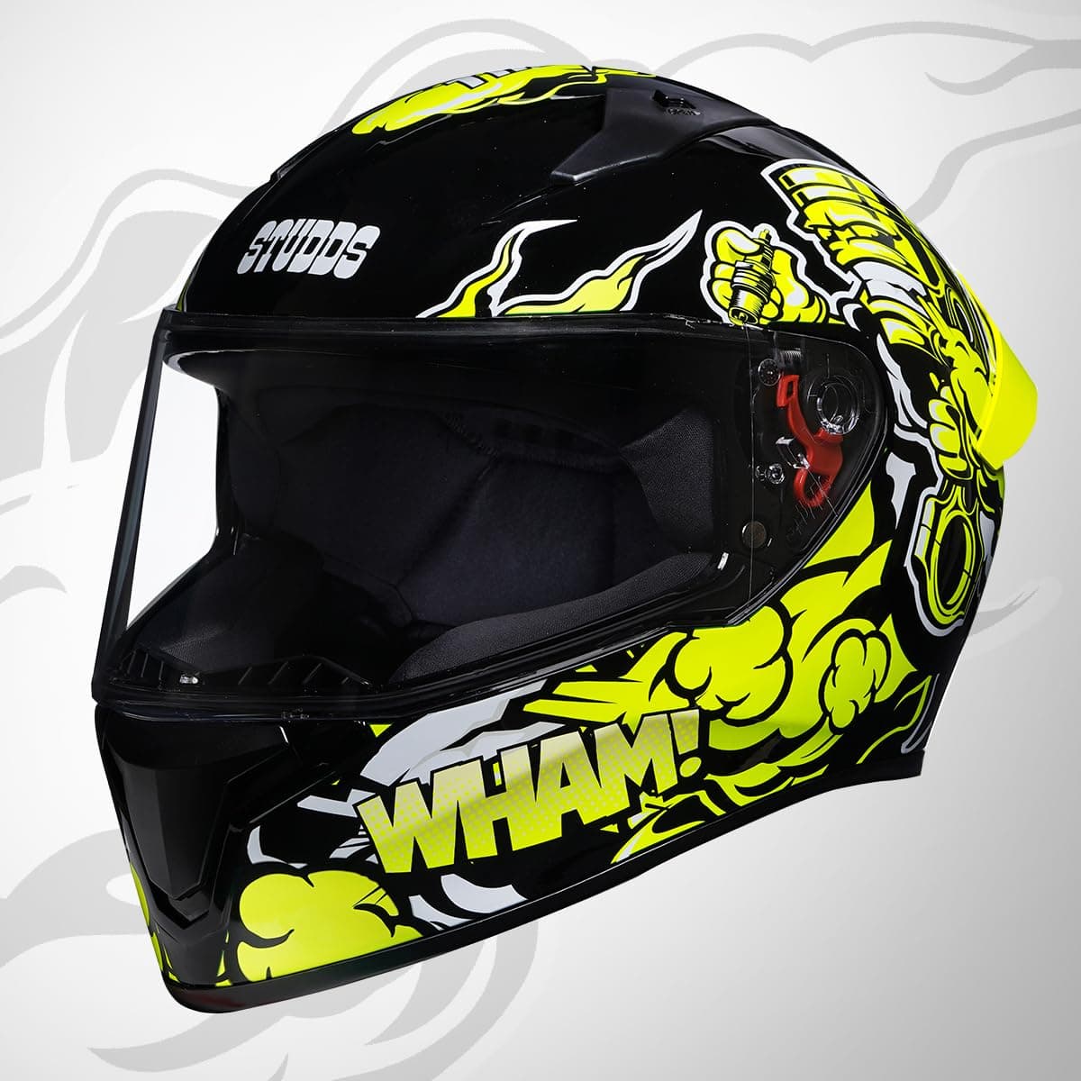 Studds Thunder D10 ISI and DOT Certified Full Face Graphic Helmet for Men and Women with Clear Visor and Painted Spoiler