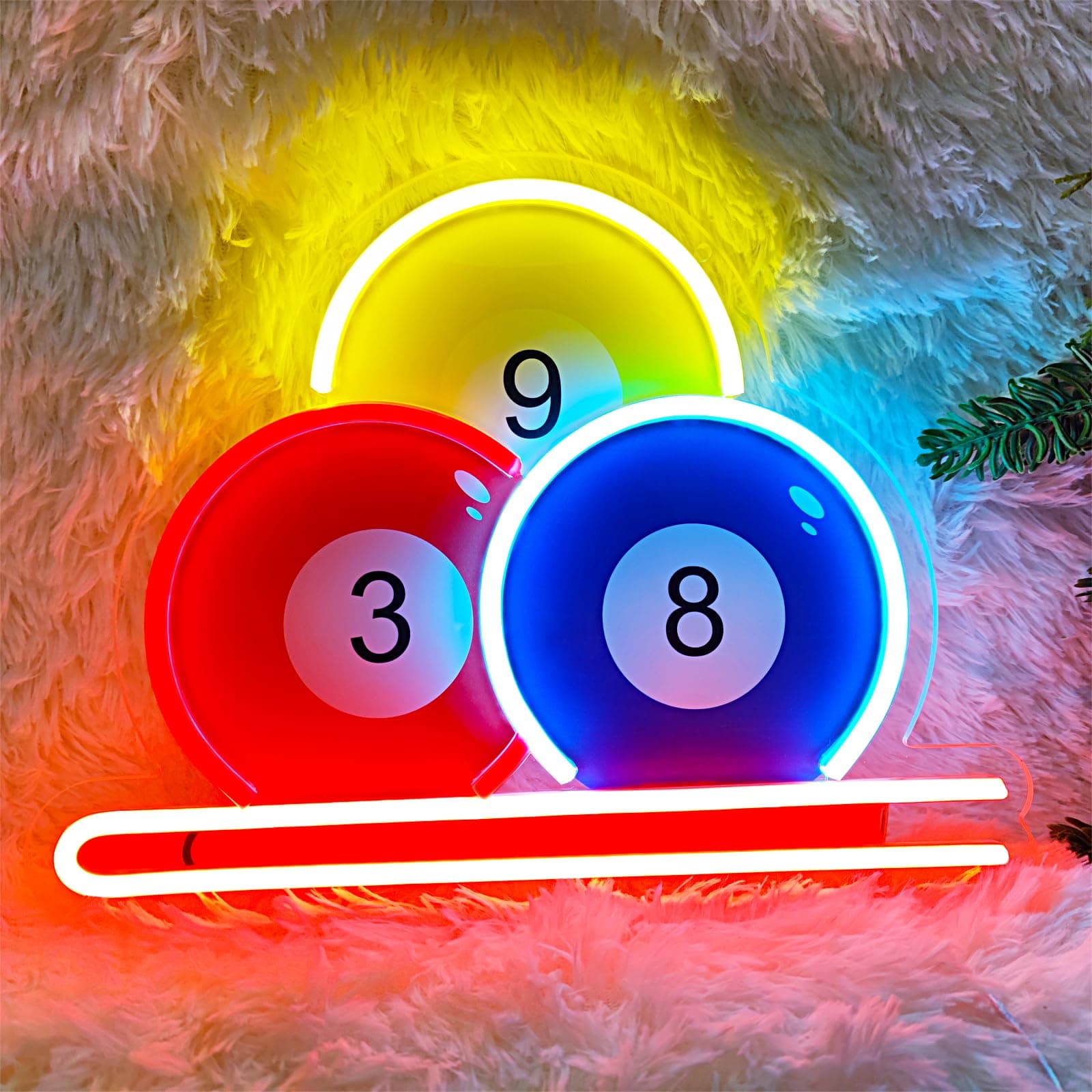 Billiards Neon Signs 13.7 * 10.6 Inches Light Up Led Sign for Bedroom Home Family Birthday Bar Man Cave Gaming Room,Party Night Personalized Light Neons,INSNEnN