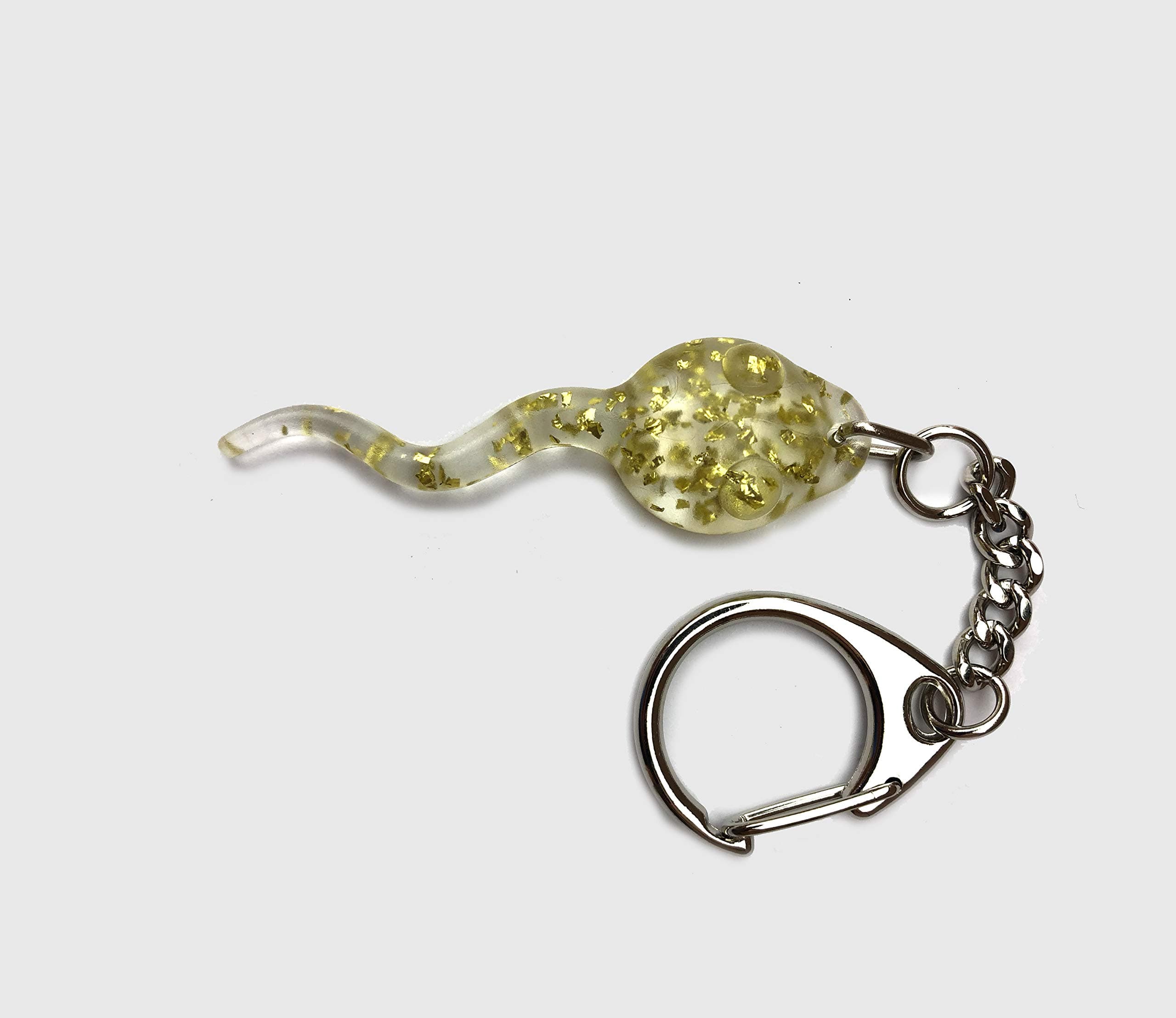 5 x Sperm Keyrings - Clear with Silver Glitter