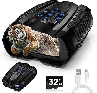 Night Vision Goggles, 4K Binoculars with Camera, 3.5" HD Display and 32GB TF Card, 9 Gear Night Vision, 16X Digital Zoom, 5000mAh Battery Nightvision