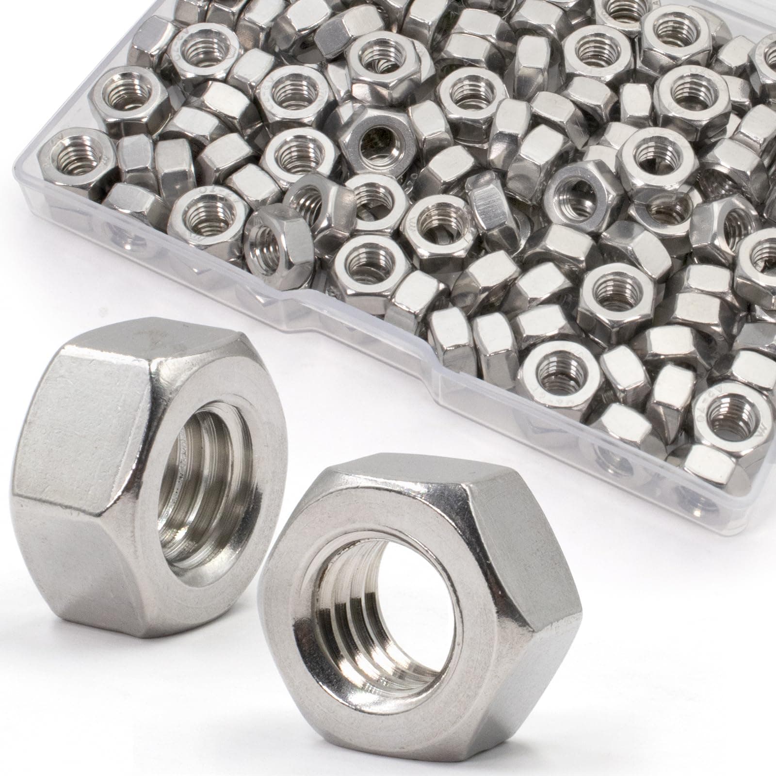 ZQZ M5-0.8mm Hex Nuts,200 Pack 304 (A2-70) Stainless Steel Hardware Nuts,Standard Metric Coarse Thread Nuts
