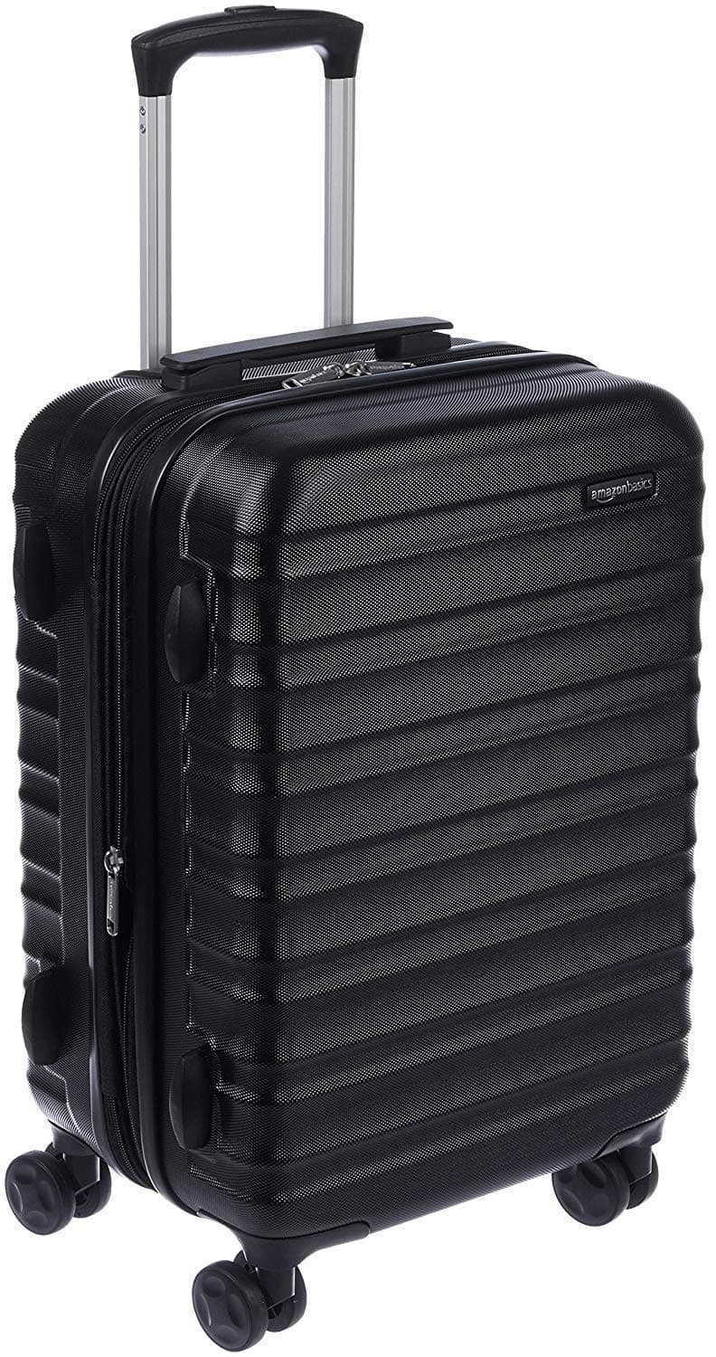 Amazon Basics Hardside Expandable Carry-on - ABS Travel Luggage with 4 Double Spinner Wheels - Scratch Resistant and Lightweight Construction - 37.5 x 25.5 x 55cm - Black
