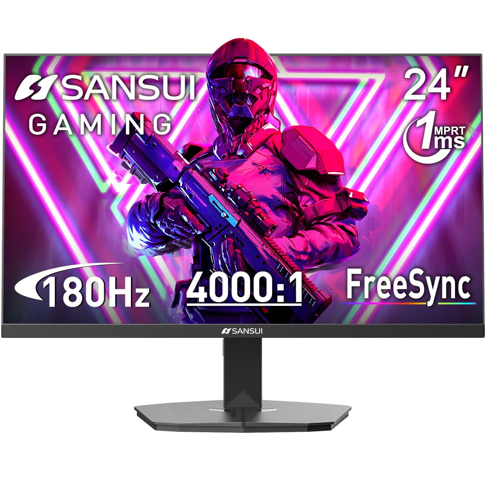 SANSUI 24 Inch Gaming Monitor 200Hz 180Hz 1Ms FreeSync HDR 110% sRGB FHD 1080P Computer Monitor HDMI DP Ports Eye Care Frameless VESA Mount Cable Management (ES-G24F4L HDMI Cable Included)