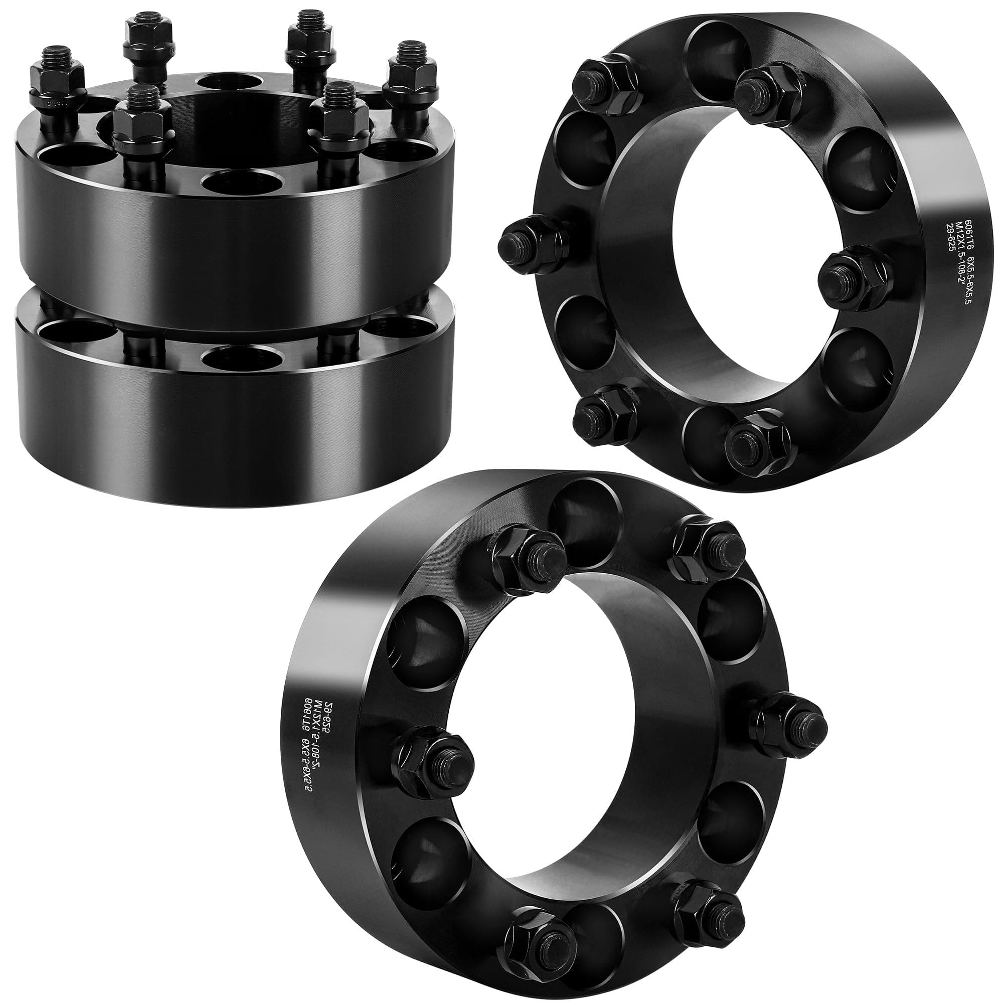 YIZBAP 6x5.5 Wheel Spacers for Tacoma 4Runner Tundra FJ Land Cruiser, 2 inch 6x139.7mm Wheel Spacers 108mm Hub Bore with 12x1.5 Thread Pitch with ET Lug Nuts for Colorado Canyon GX460 GX470