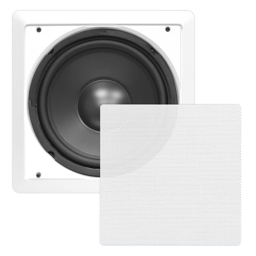 Pyle Ceiling Wall Mount Enclosed Speaker - 360 Watt Stereo In-wall/In-ceiling 10" Full Range Subwoofer System 40Hz-3kHz Frequency Response, 8 Ohm, Flush Pyle PDIWS10 (White), One Size