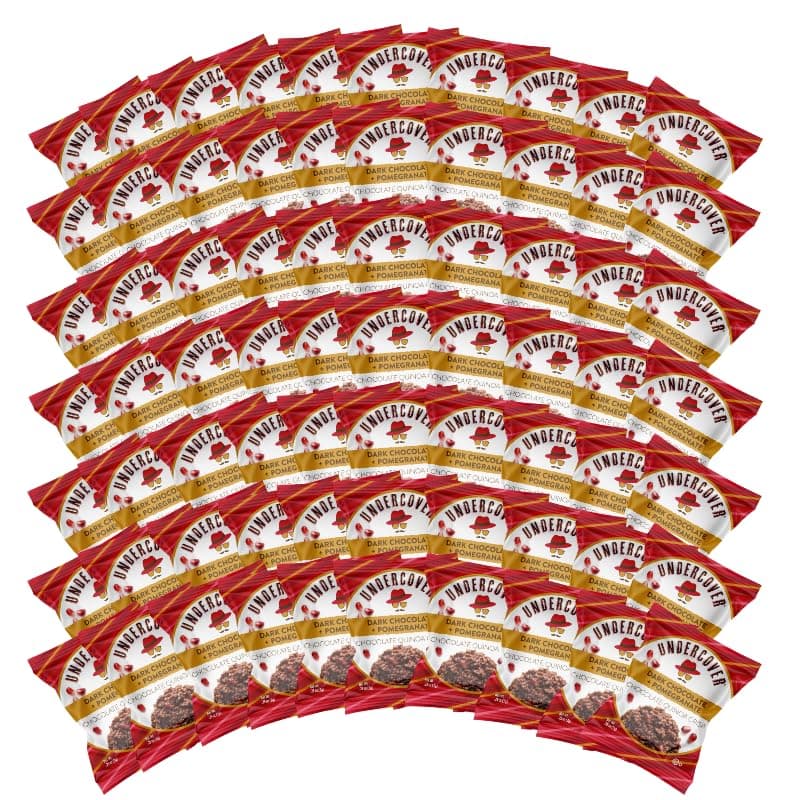 Undercover Chocolate Quinoa Crisps - Dark Chocolate + Pomegranate | 70-Count, Individually Wrapped Crisps | Gluten Free, Nut-Free, Allergen Friendly, Kosher, Plant-Based