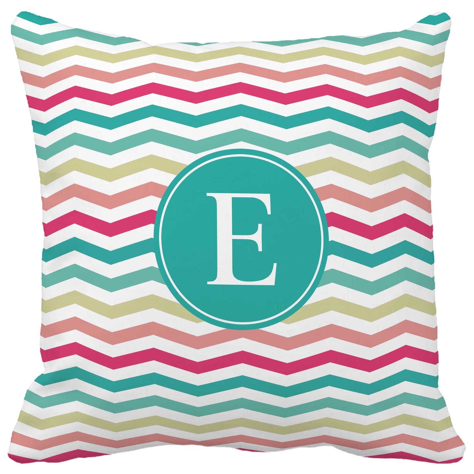 Kalily Colorful Monogram Chevron Throw Pillow for Couch Cute Zig Zag Hug Pillow Cushion (18x18inch, Colorful)