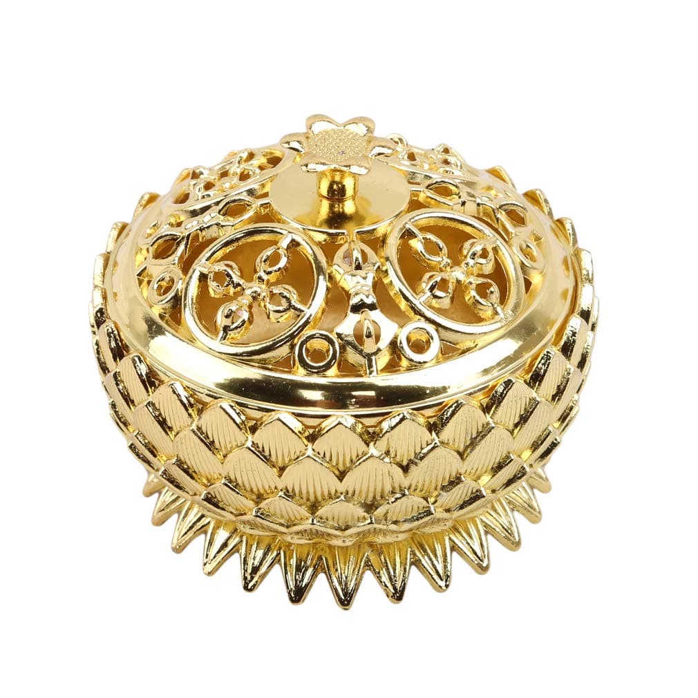 Iumer Lotus Flower Incense Burner Vintage Incense Burner Bowl Cone Incense Holder Home Decor,Gold