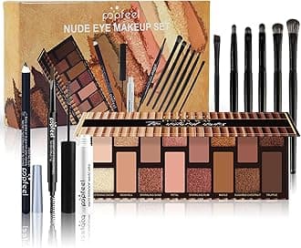 Joyeee 16 Colours Eyeshadow Palette Makeup Gift Set, Combination with Mascara Eyebrow Pencil Eyeliner Cosmetic Brushes, Essential Starter Bundle for Women Girls, Portable Eye Makeup Beauty Travel Set