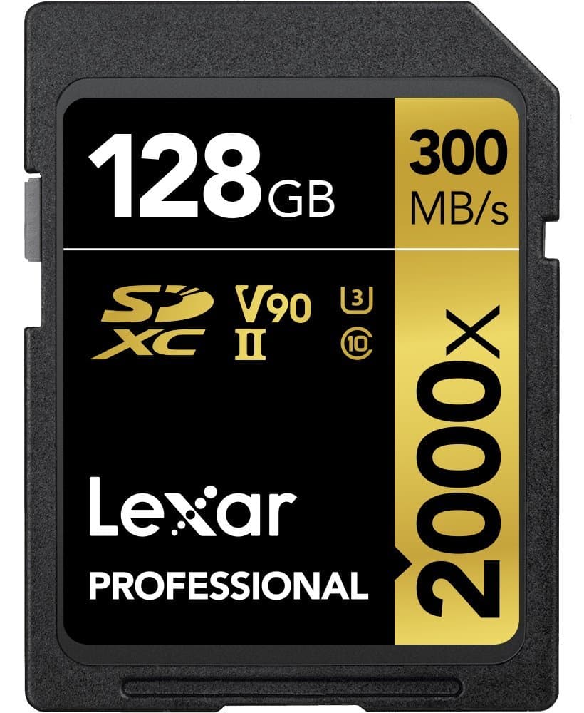 Lexar Professional 2000x SD Card 128GB SDXC UHS-II Memory Card Up to 300MB/s Read 260MB/s Writable Class 10 U3 V90 SDXC Card for DSLR Full HD Cinema Quality 8K Camcorder (LSD2000128G-BNNAG)