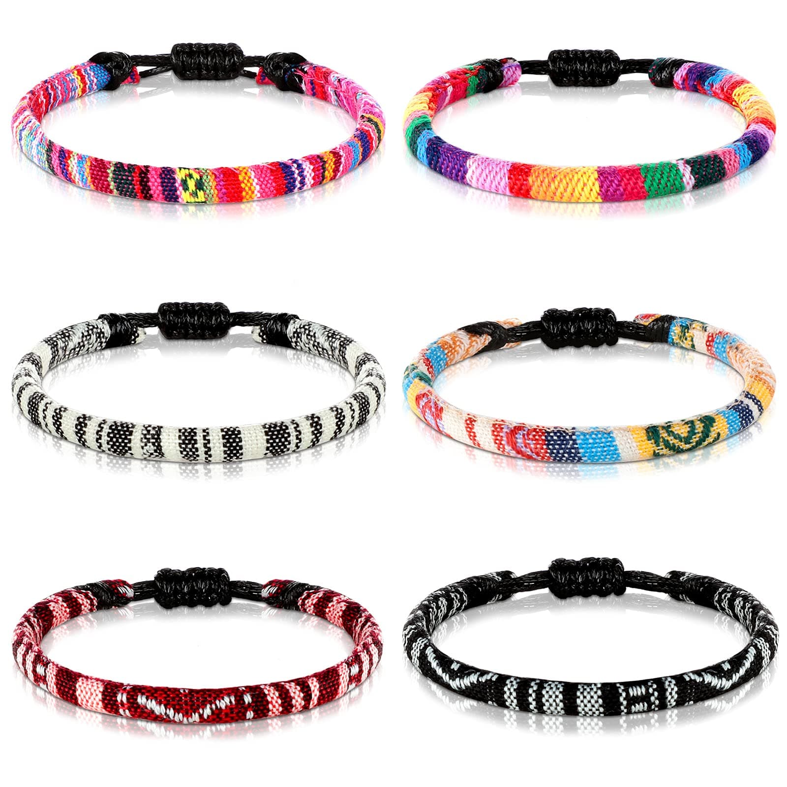 Jadive6 Pieces Ankle Bracelet Adjustable Boho Surfer Anklet Bracelet Thin Rope Unisex Handmade Beach Anklet Boho Colorful Ankle Bracelet Bohemia Anklet Chain Jewelry Festival Accessories