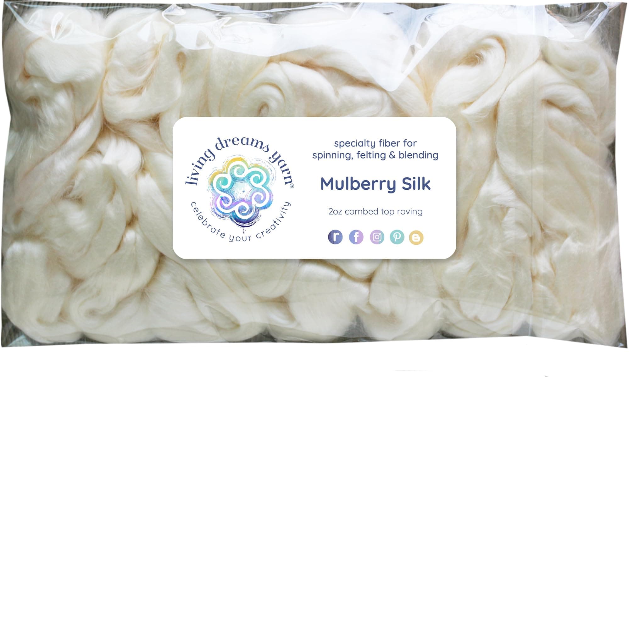 Mulberry Silk Fiber for Spinning, Blending, Felting, and Dyeing. Premium Grade Natural Undyed Combed Top Roving Roving.