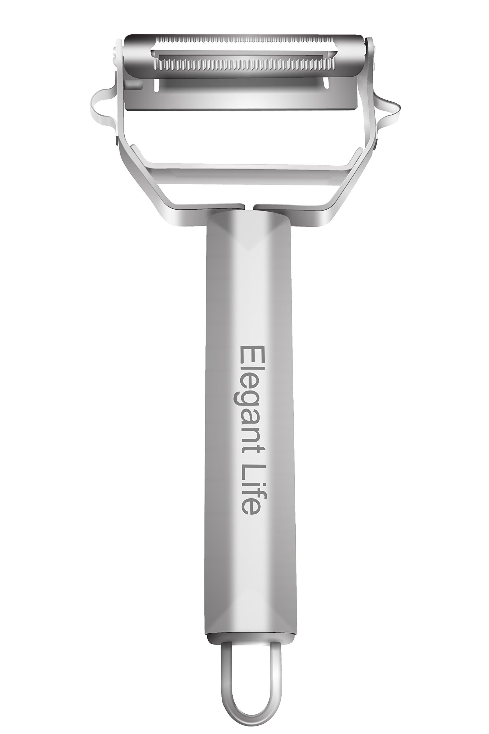 12 Stainless Steel Ultra Sharp Julienne Peeler & Fruit Professional Dual-use Peeler and Slicer Vegetable Cutter, 1, Silver