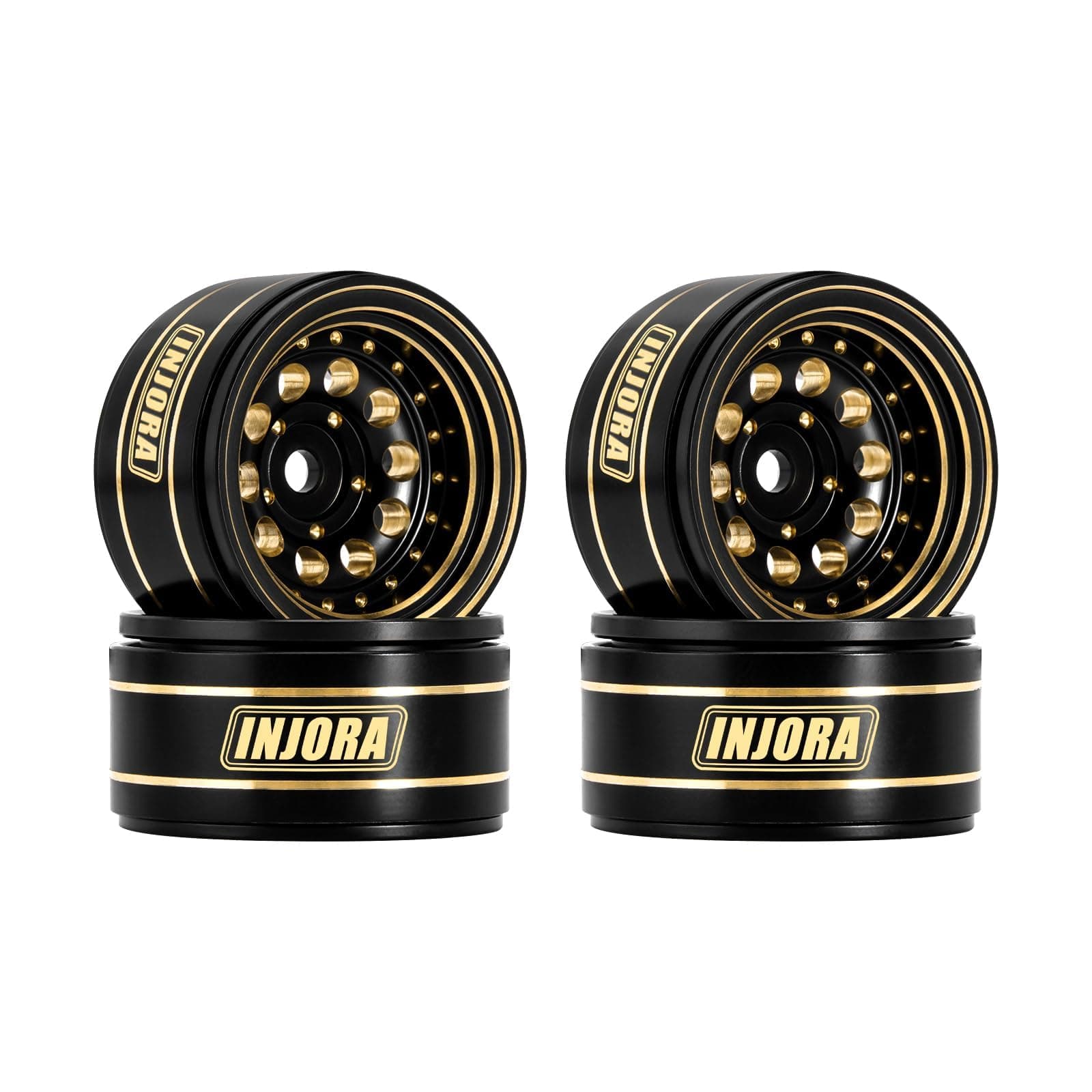 1.0 Beadlock Wheel Rims Black Coating Brass Rims for 1/24 1/18 RC Crawler Car Axial SCX24 AX24 TRX4M FCX24, 39g(Black)