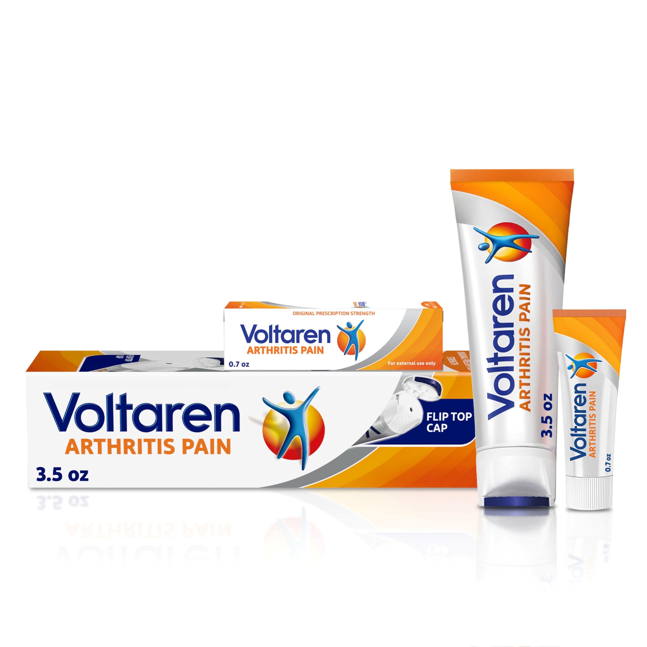 Voltaren Arthritis Pain Gel for Powerful Topical Arthritis Pain Relief with Diclofenac - NEW Easy Open Cap - 100 g Tube And 20 g Travel Size Tube