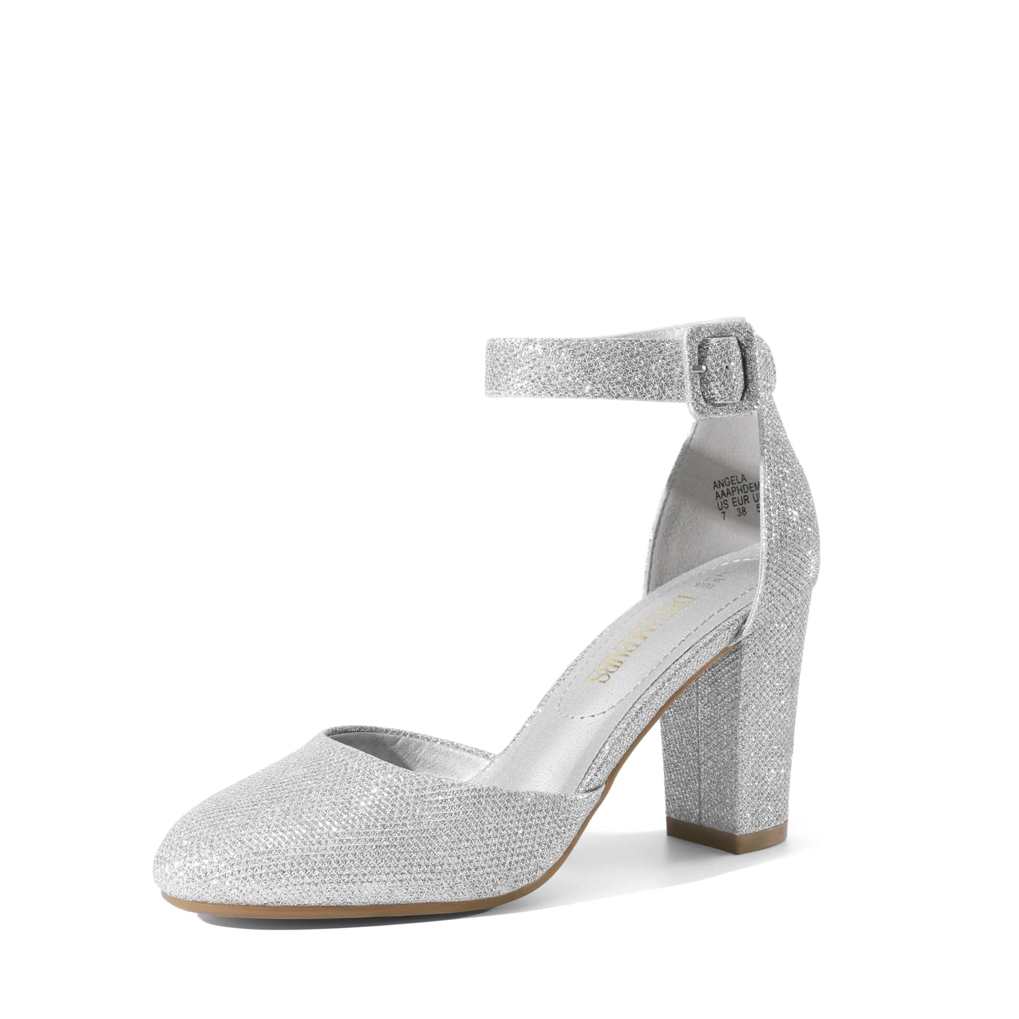 Women's High Heel Ankle Strap Closed Toe Chunky Wedding Pumps Shoes