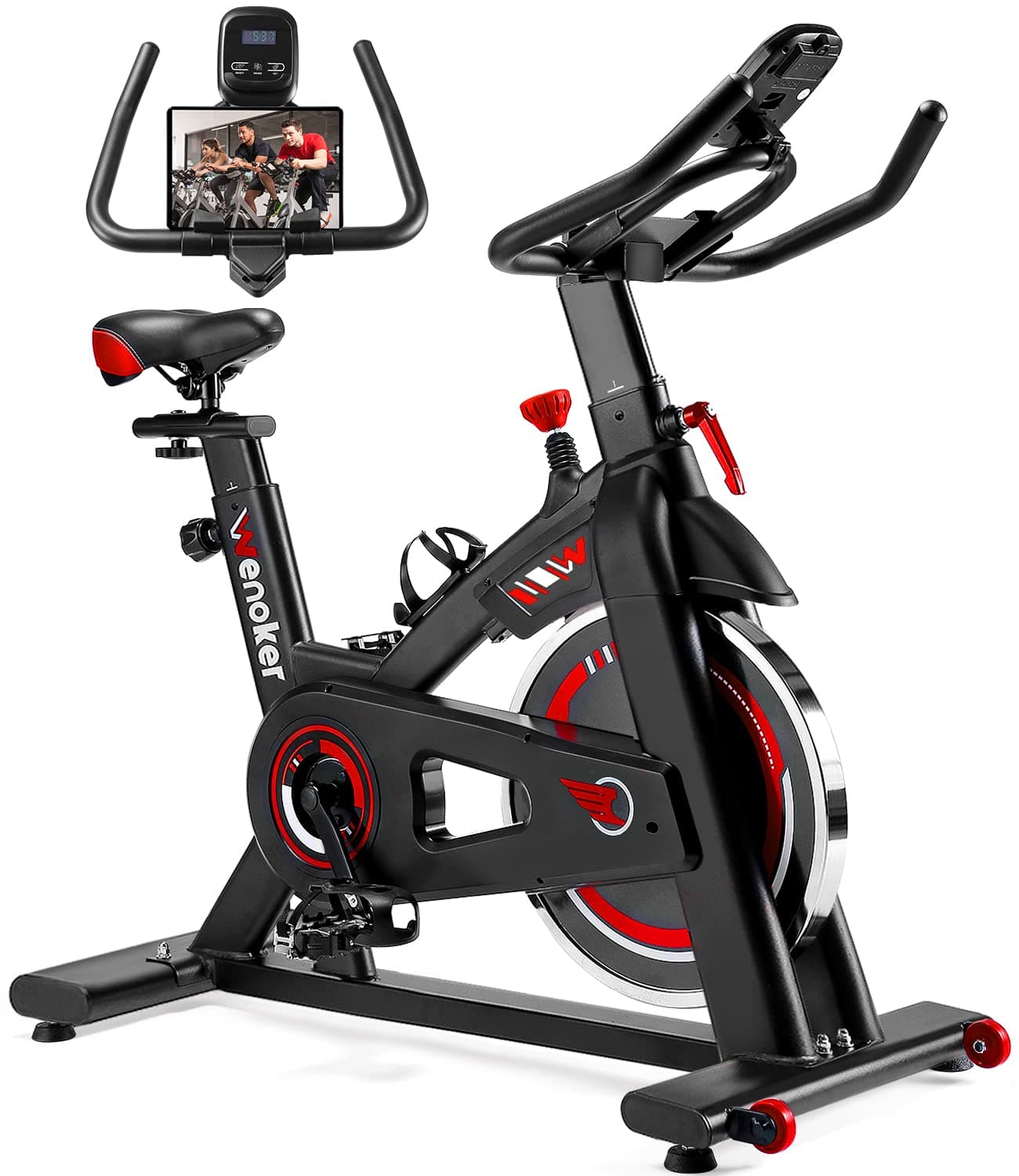 Exercise Bike, WENOKER Stationary Bike for Home, Indoor Bike with Silent Belt Drive, Heavy Flywheel, Comfortable Seat Cushion and Upgraded Digital Display