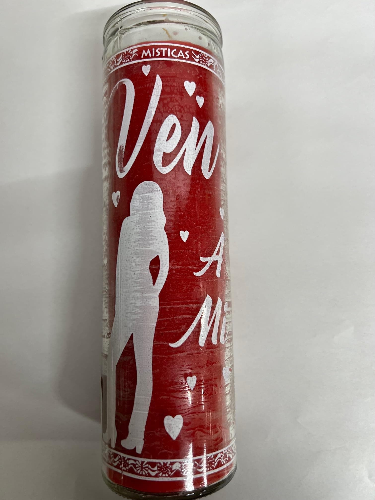 Come to Me Red Unscented Candle in Glass Silkscreen (Ven A Mi)