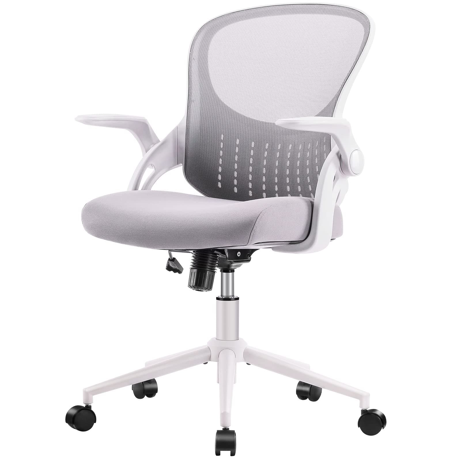 SMUG Home Office Chair Ergonomic Desk Chair Mesh Computer Chair Modern Height Adjustable Swivel Chair with Lumbar Support/Flip-up Arms, Grey