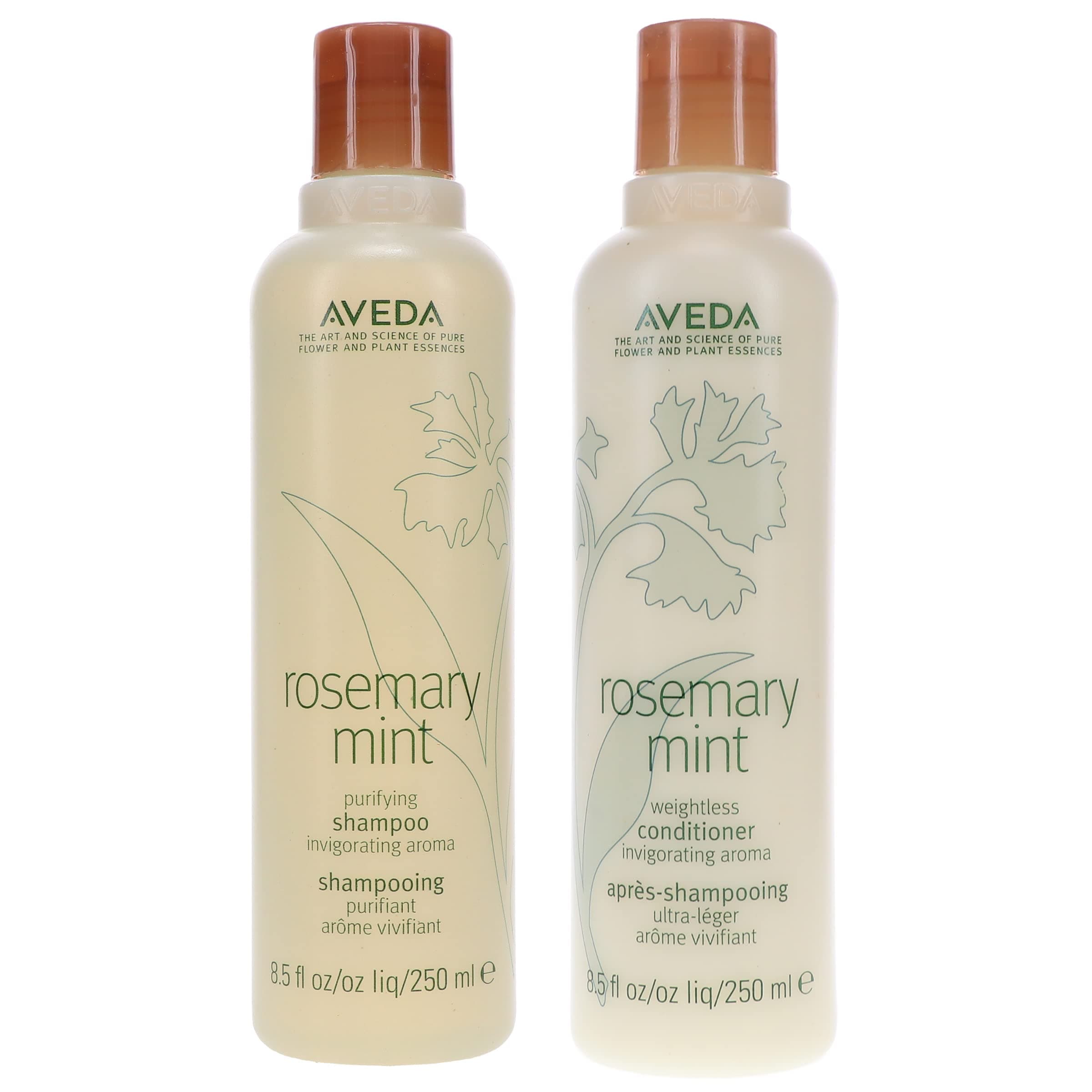 Aveda Rosemary Mint Purifying Shampoo 8.5oz & Weightless Conditioner, 8.5 Fl Oz (Pack of 2)