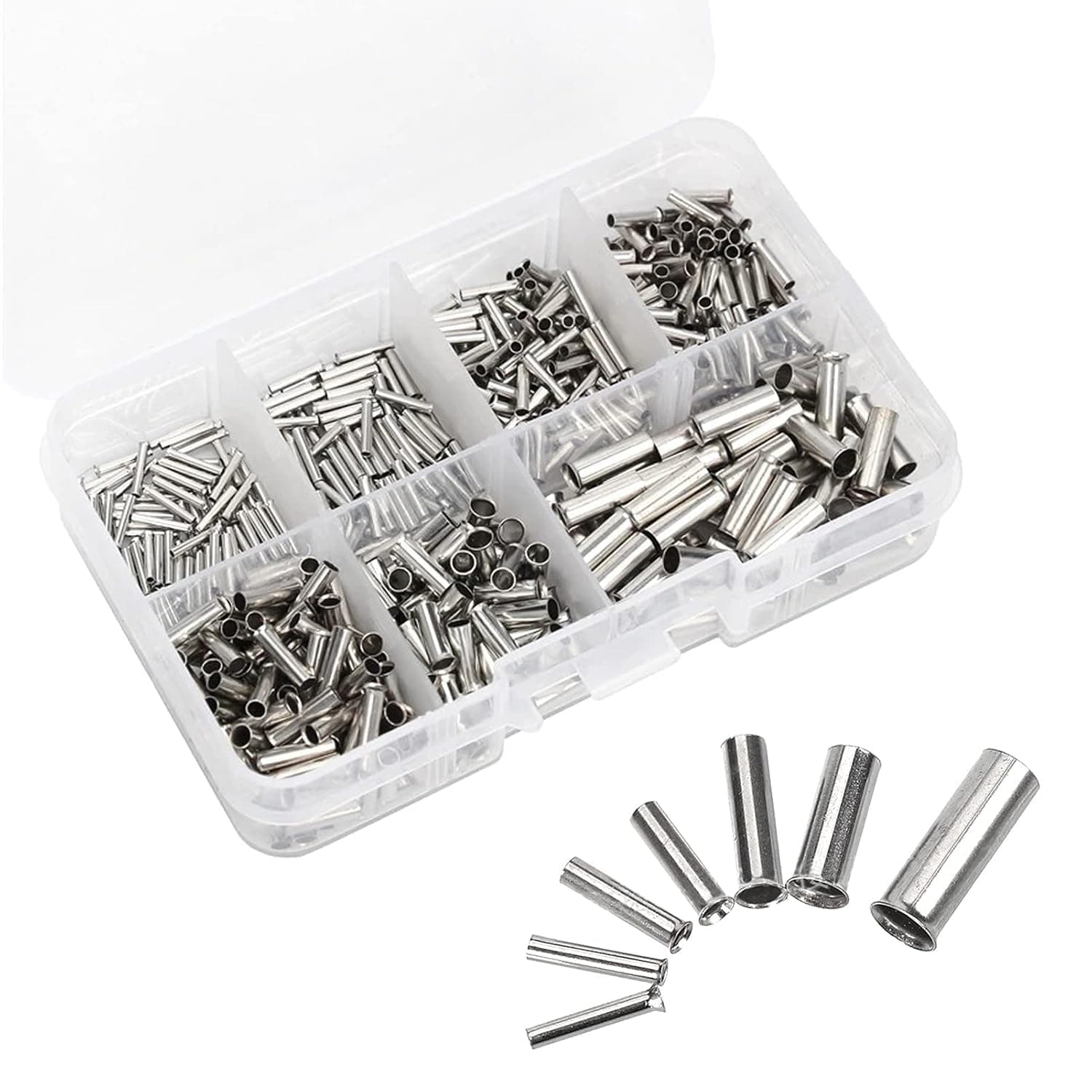Azonee 600 Piece Terminal Kit, Tinned Copper Crimp Connector AWG 22-10, 7 Sets of Non-Insulated Sleeve Pin Connectors, Assembly Kit