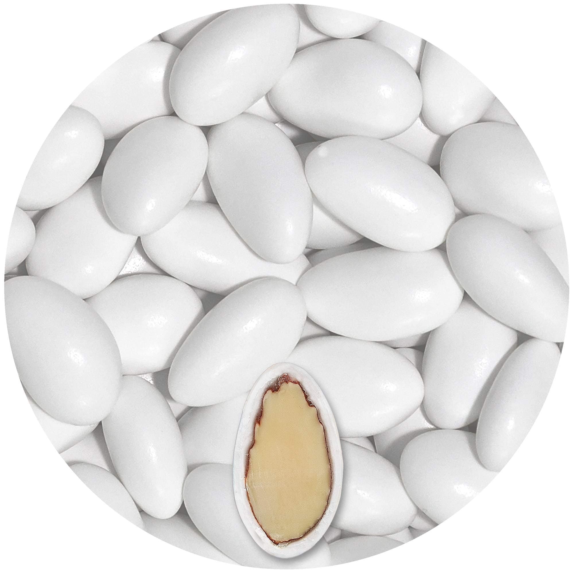EinsSein 0,5kg Sugared Almonds Imposante white glossy Wedding sugar sweets almond dragees baptism dragee cake balls candy coated sweet for weddings favours gift box sugred fillers chocolate chocolates