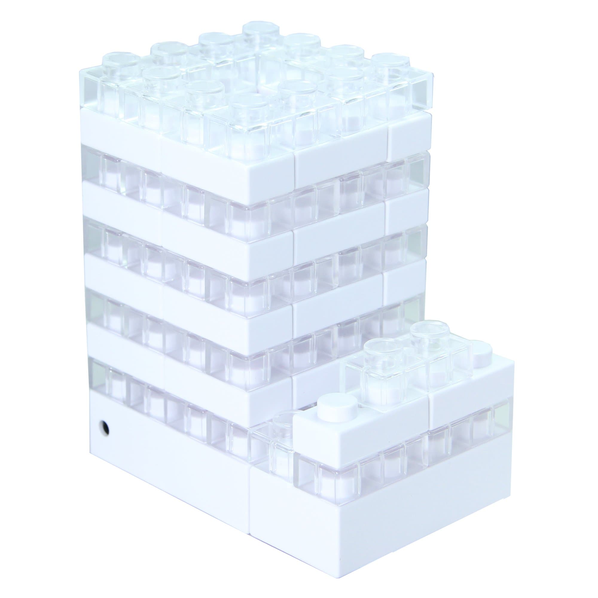 3-in-1 Small Brick Pen Holder / Phone Stand, with Light Effect (White)