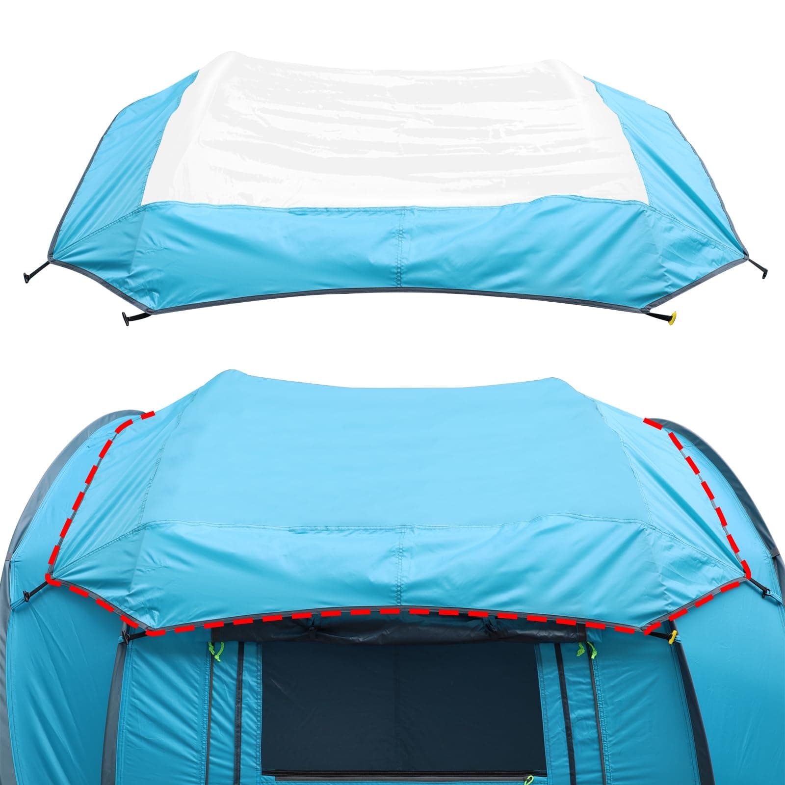 Transparent Tent Tarp Replacement for Ayamaya 4 Person Pop up Tent,Clear Part of Camping Rain Tarp Over Tent 3.7 * 3.4ft,Wide Field of View in Rainy Days/Moonlit Night/Stargazing/Beach/Camping