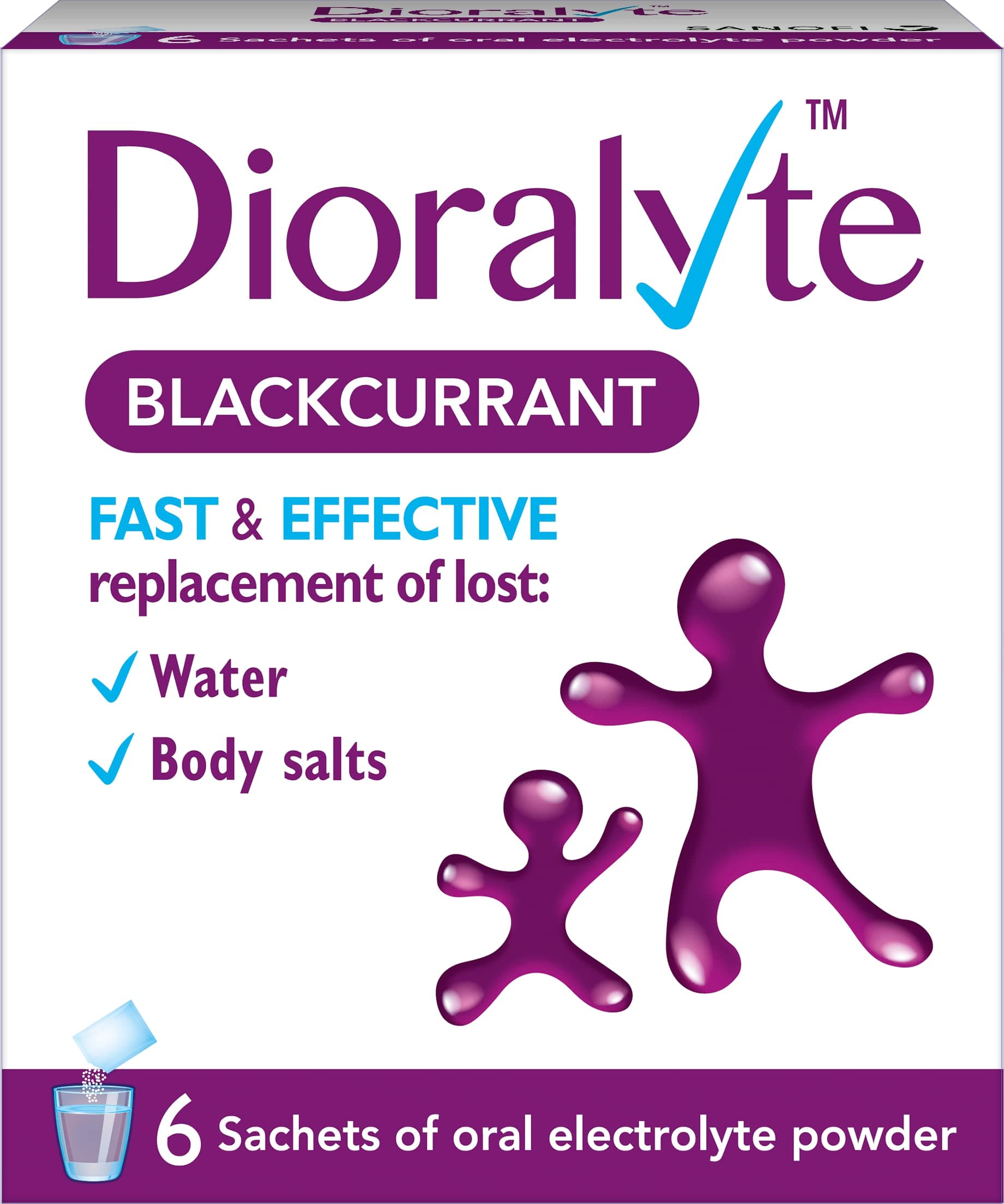 Dioralyte Supplement Replacement of Lost Body Water & Salts Sachets - Blackcurrant Flavour - 6 Sachets