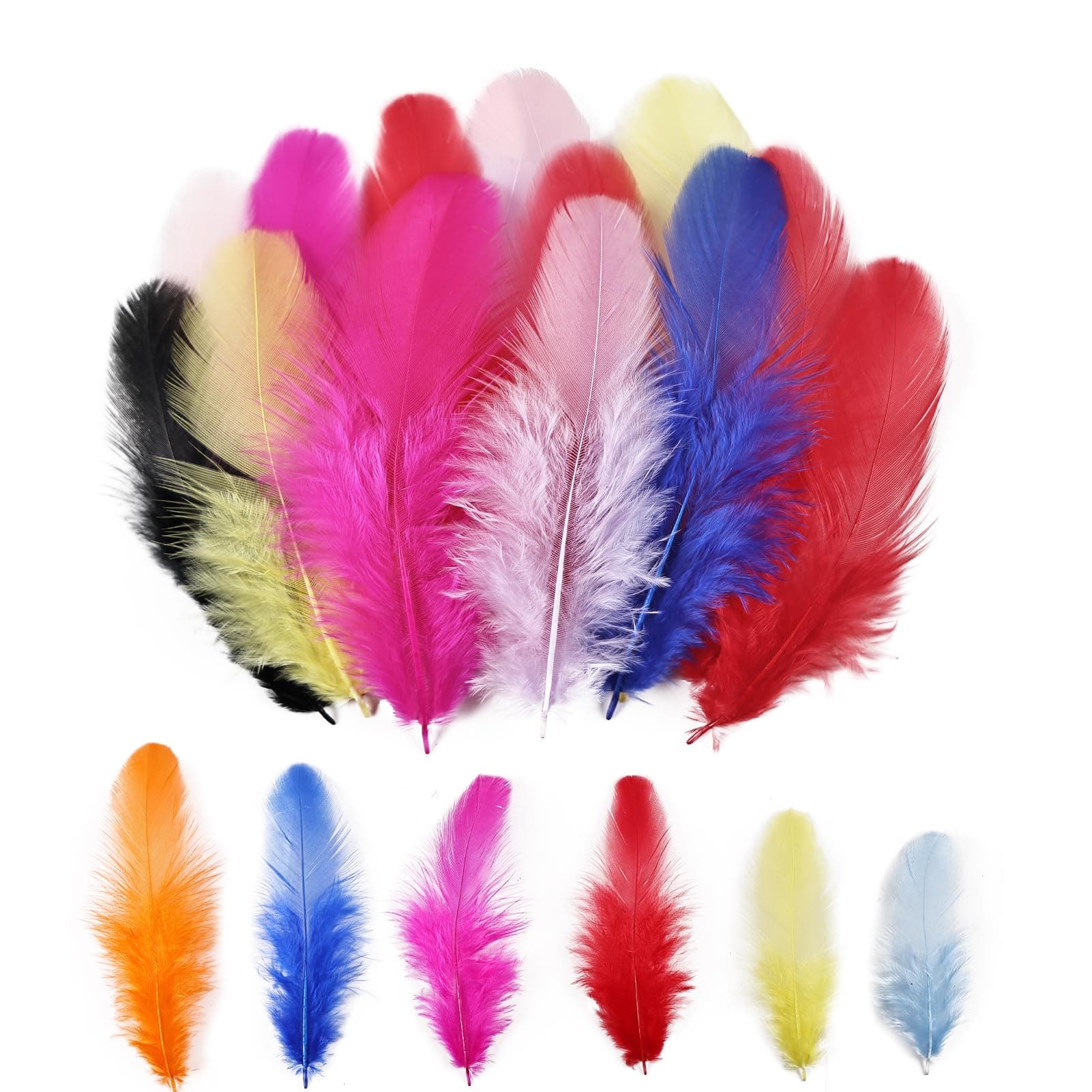 Colorful Craft Rooster Feathers 900pcs 3-5inch Colored Bulk Feathers Natural Feathers for Crafting Kindergarten DIY Crafts,Home Wedding Party Decoration,Dream Catcher Supplies (Mixed Color)