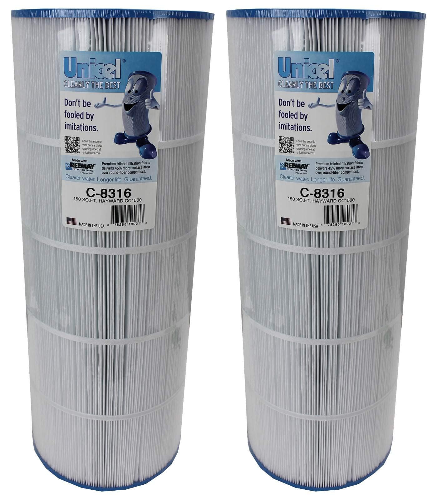 Unicel C-8316 150 Square Foot Media Replacement Pool Filter Cartridge with 215 Pleats, Compatible with Hayward Pool Products (2 Pack)
