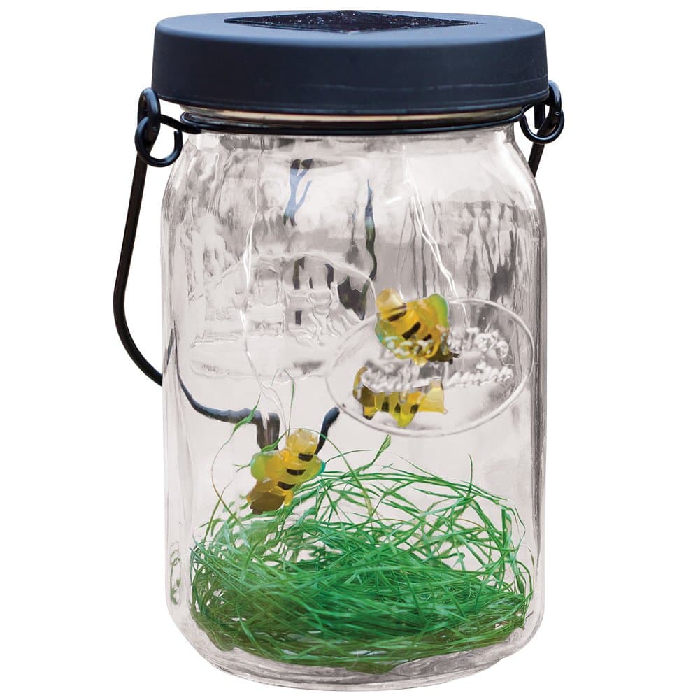 Echo Valley Solar Firefly LED Glass Lantern - Flickering Lightning Bug Mason Jar Light