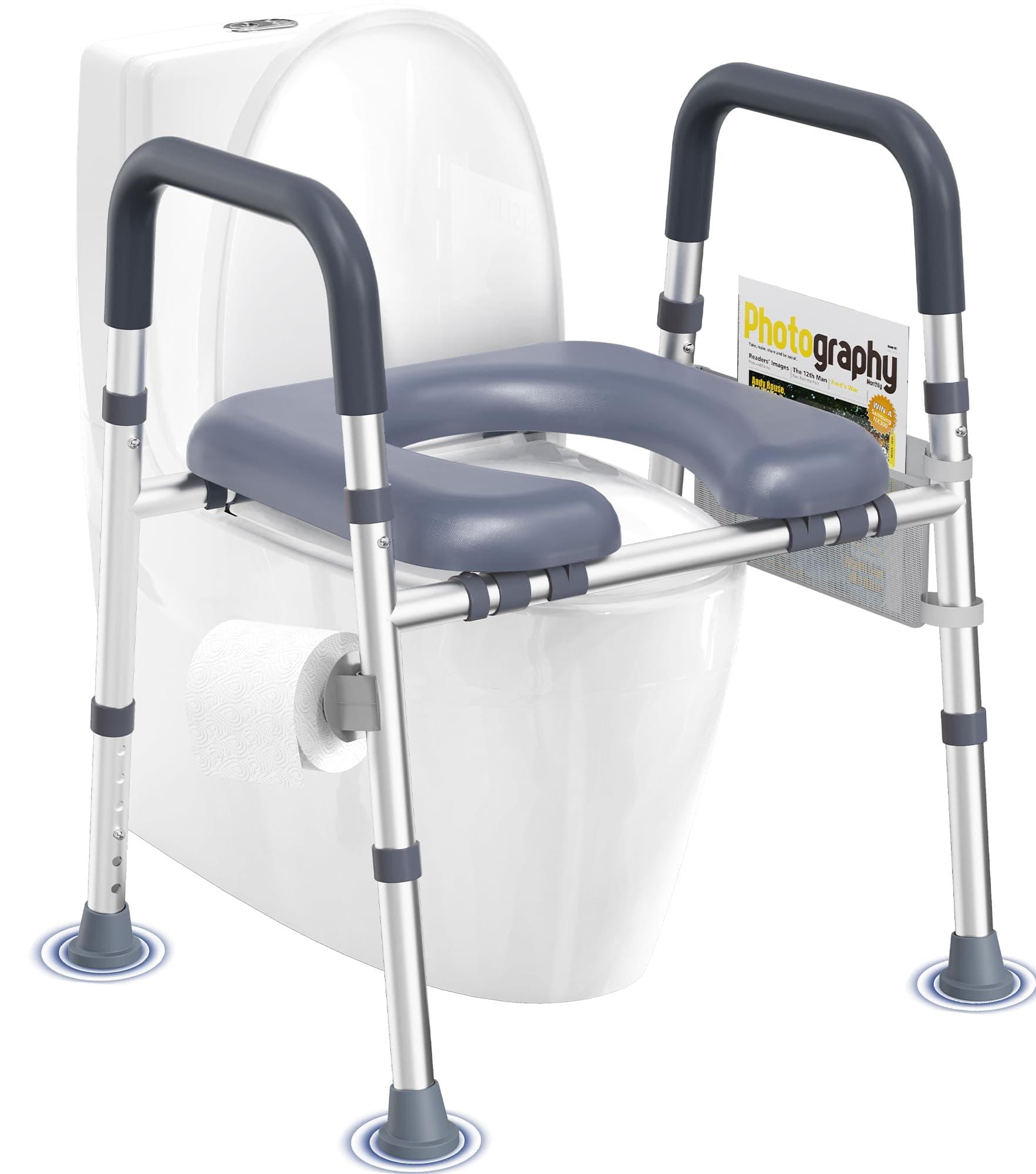 HOMLAND Toilet Seat Risers for Seniors, FSA/HSA Eligible Raised Toilet Seat with Handles & Padded Seat, Adjustable Height & Width, 400lb Elevated Toilet Seat for Elderly, Handicap, Fit Any Toilet