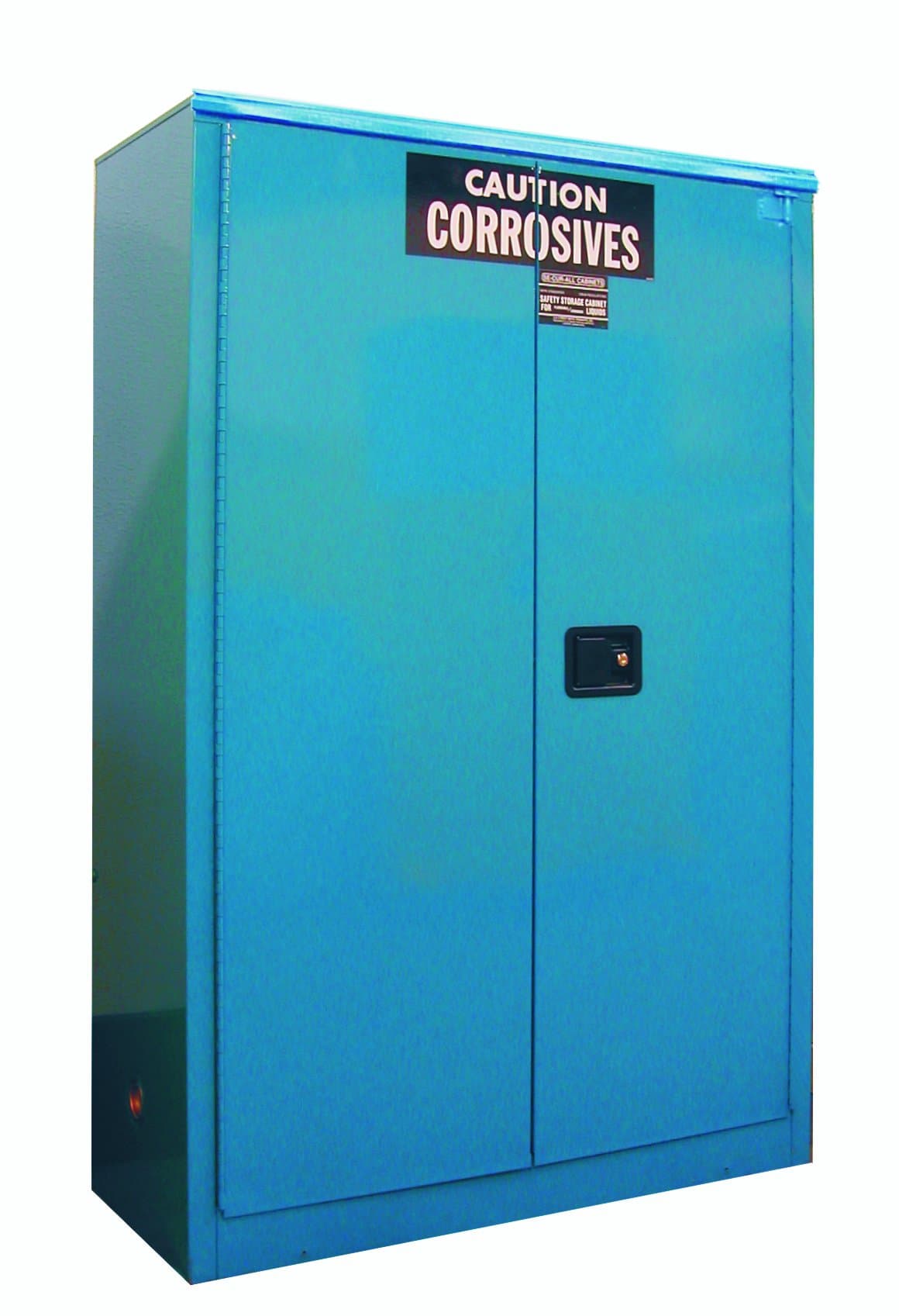 C145 Acid/Corrosive Storage Cabinet, 45 Gallon Cap, 18-Gauge Steel, 65 x 43 x 18 in, 2-Door, FM Approved, OSHA/NFPA Comp, 2 Adj. Shelves, 15 YR Warranty - Blue