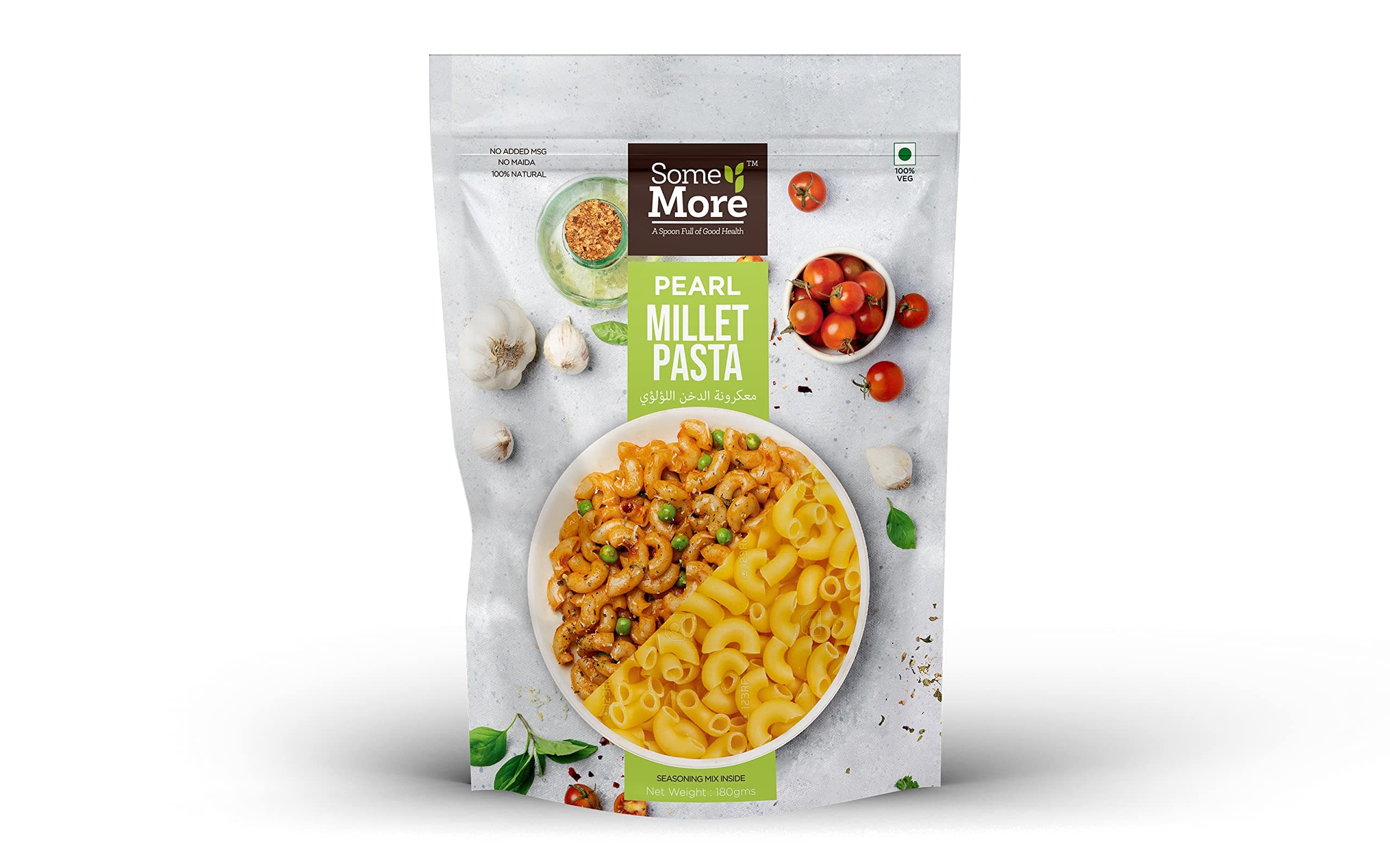 Some More Pearl Millet Pasta -180g | High Protein and delicious Delight for Healthy Eating | No added MSG, No Maida and Packed with nutrition | Ideal for Vegans | 100% Natural Ingredients
