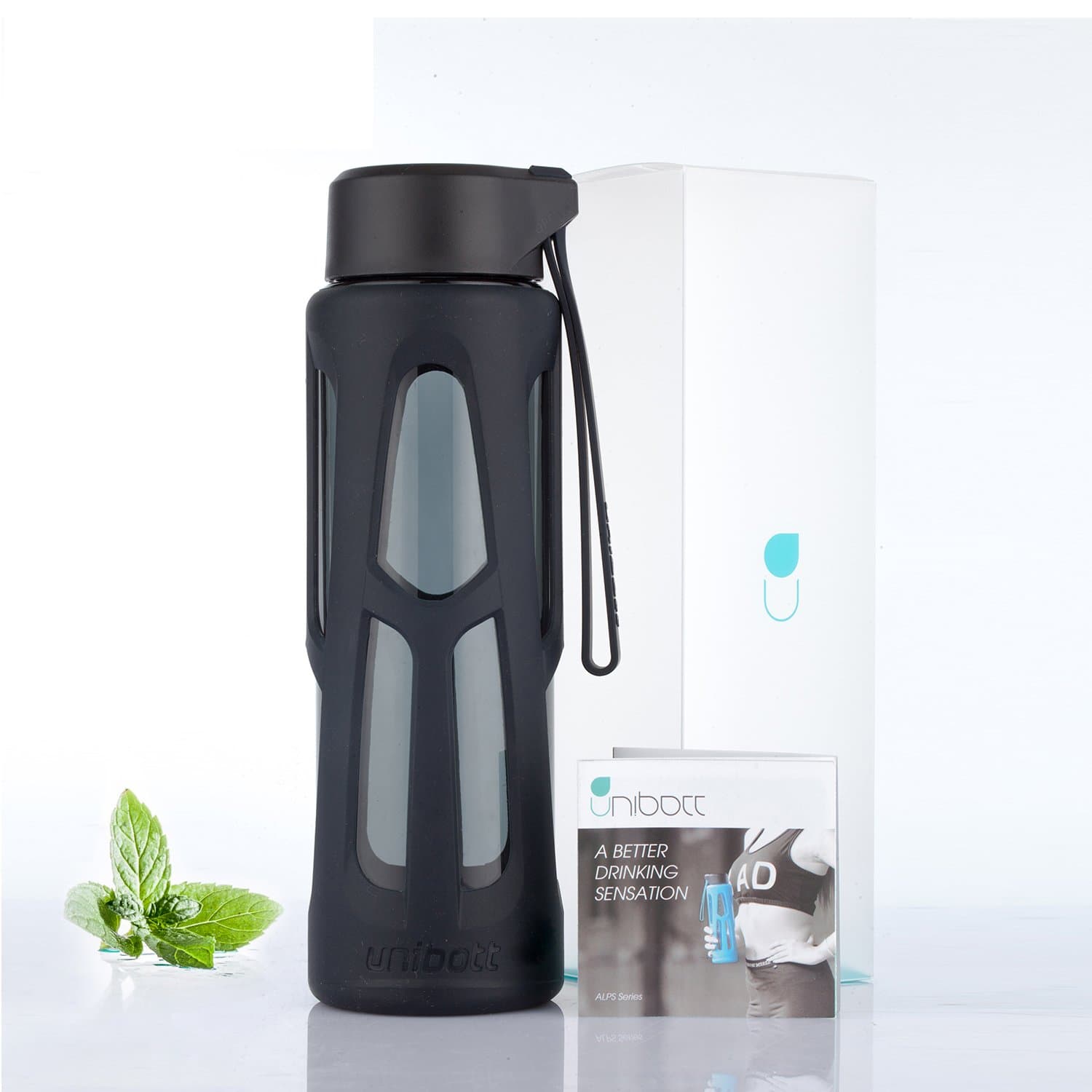 Unibott BPA-Free Water Bottle 12oz/360ml black