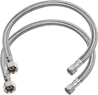 20" Faucet Supply Line, 3/8" Comp x 1/2" FIP Stainless Steel Kitchen Faucet Hose Connector, For Small Kitchen Sink with Short Distance (2-Pack)