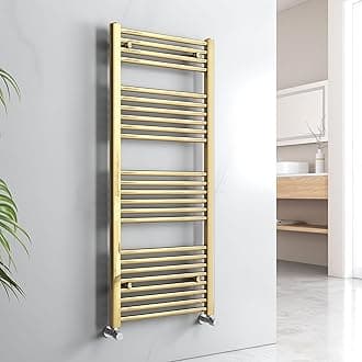 EMKE Modern Gold Towel Radiator, 1200 x 500mm, Heated Towel Rail for Bathrooms, 1749 BTU / 512 W, Space-Saving, Easy Installation