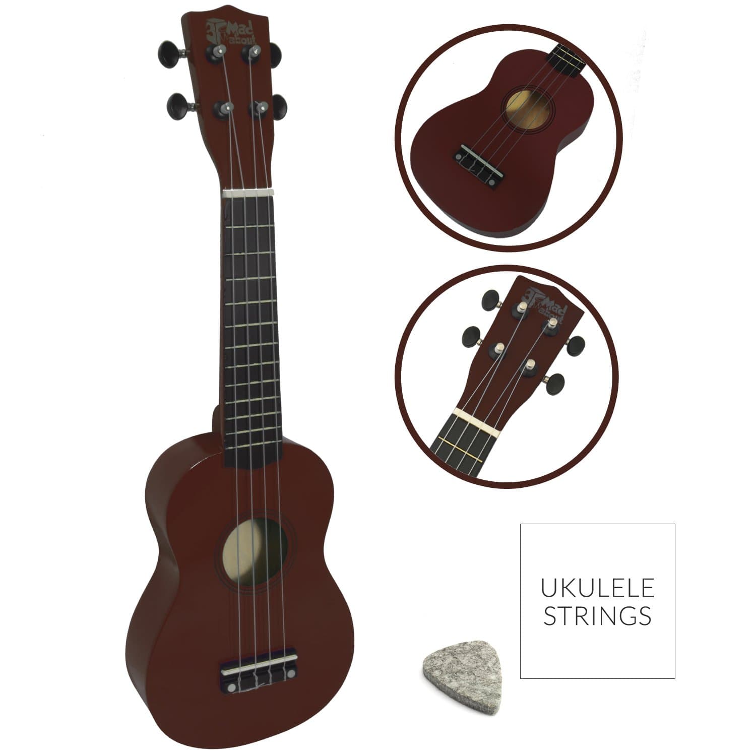 Left Handed Soprano Ukulele in Dark Wood