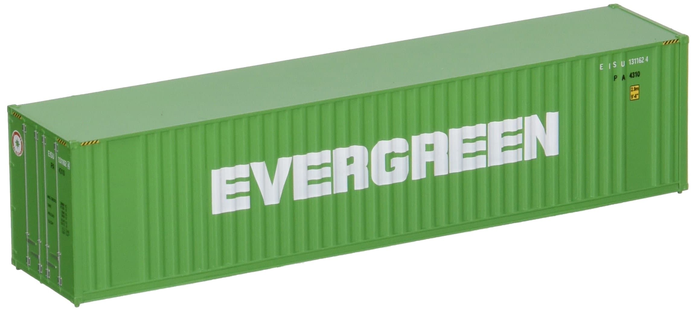 Walthers SceneMaster HO Scale Model of Evergreen (Green, White) 40' Hi Cube Corrugated Container W/Flat Roof,949-8202