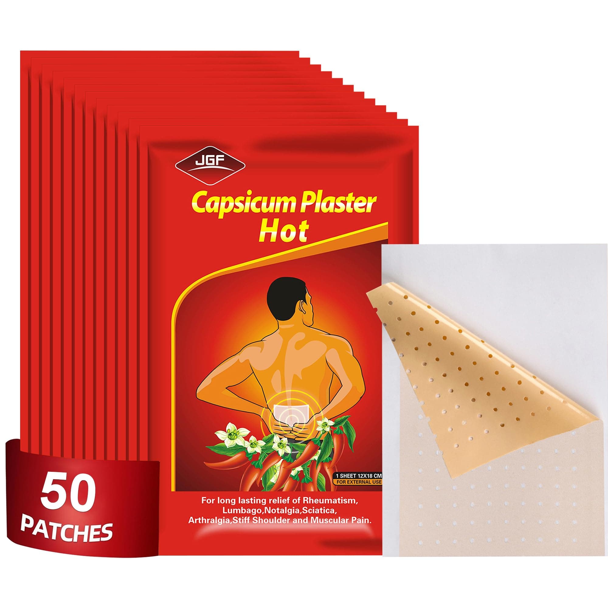 KONGDY 50 Count Capsaicin Patches,4.72"x7.08" Hot Capsicum Patch