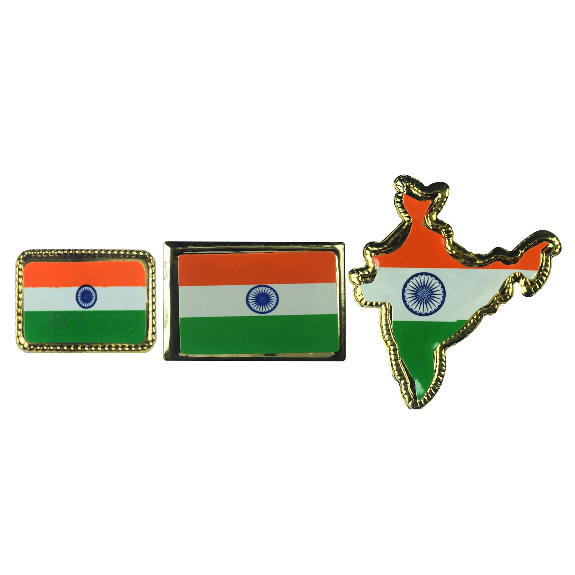 Emazing Combo Of 3 Indian Flag Brass Laminated Lapel Pin / Brooch / Badge For Unisex