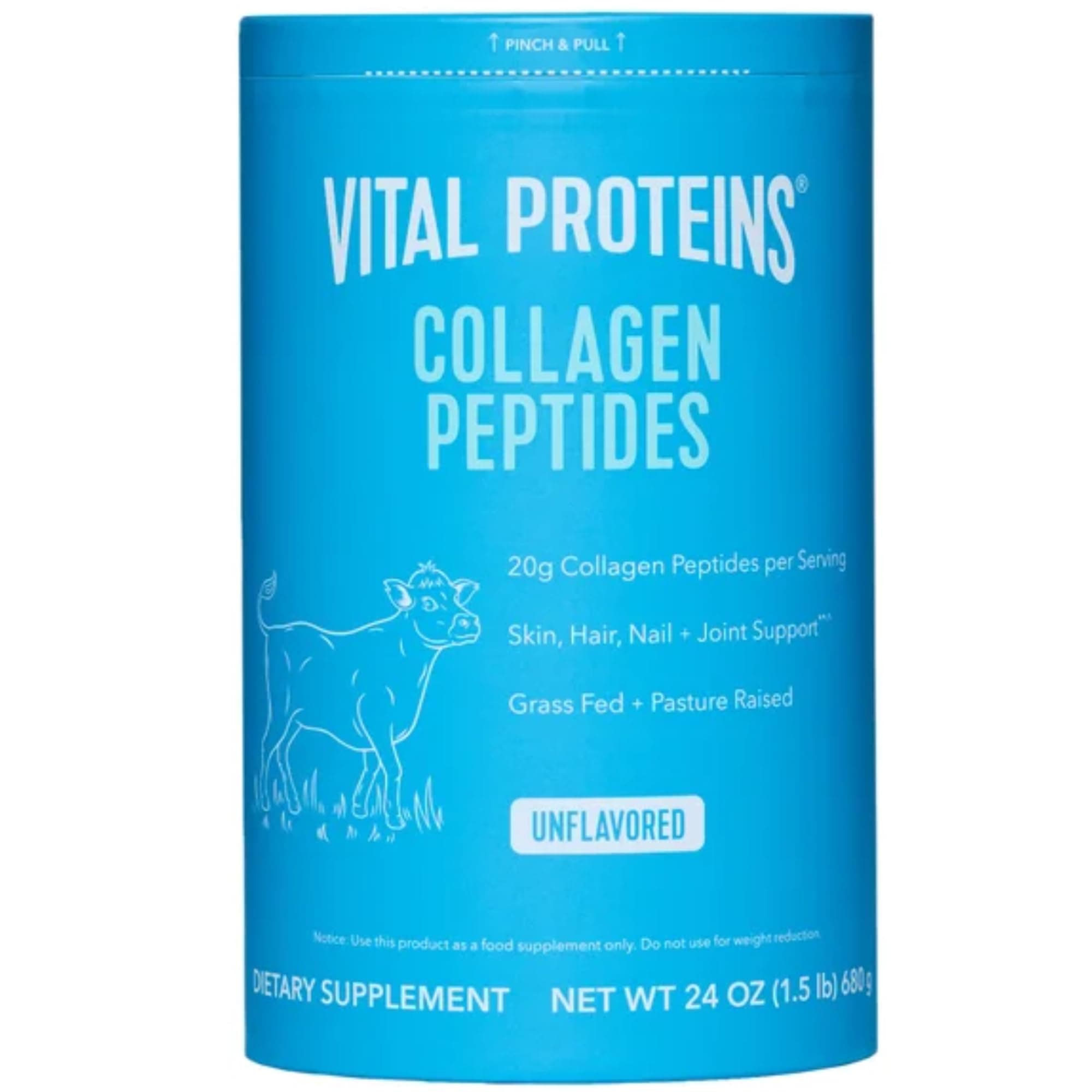 Natural Whole Nutrition Collagen Peptides - Pasture Raised, Grass Fed, Paleo Friendly, Gluten Free, Single Ingredient - 24 Ounce